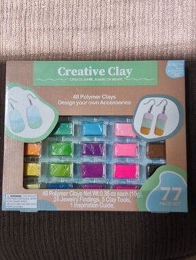 77 Piece Set Creative Clay Polymer Clay Set - Pastel & Bright Colors